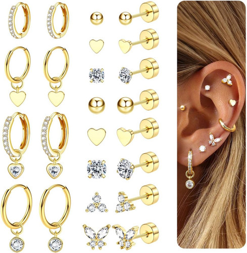 15paia orecchini donna - orecchini, donna,